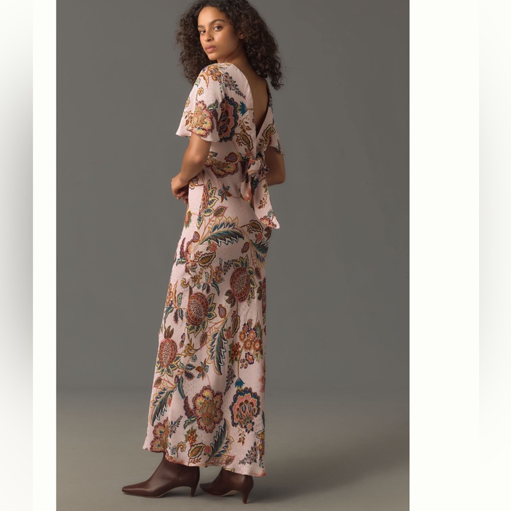 Anthropologie Floral Maxi Dress - Pink and Brown